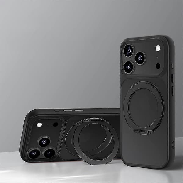 Leather Feel Anti-Fall Case with 360° Stand Compatible with iPhone 17
