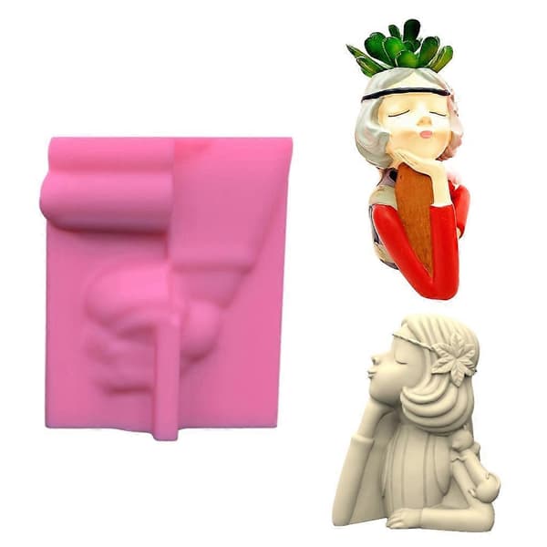 3D Ryggsäck Flicka Gips Silikonformar för att göra suckulenta växtblomkrukor