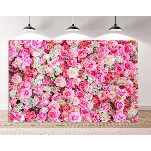 Pink Røde Rose Blomster Tema Fotografi Baggrunde 7x5ft Bryllup Tillykke Med Fødselsdagen Dag Foto Baggrund Dekoration Tilbehør Studio Rekvisitter Banner