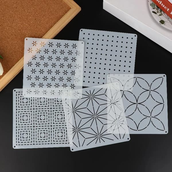 9/32 stk Sashiko broderiskabelon DIY Geometrisk patchwork sæt 32 stk 32Pcs