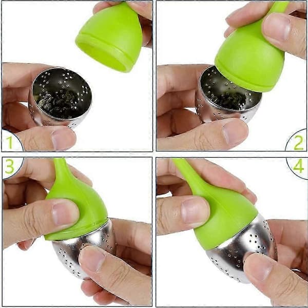 2 stk silikon te-infuser, te-infuser, tesil, med silikonhåndtak, moderne bladform, for tesiling