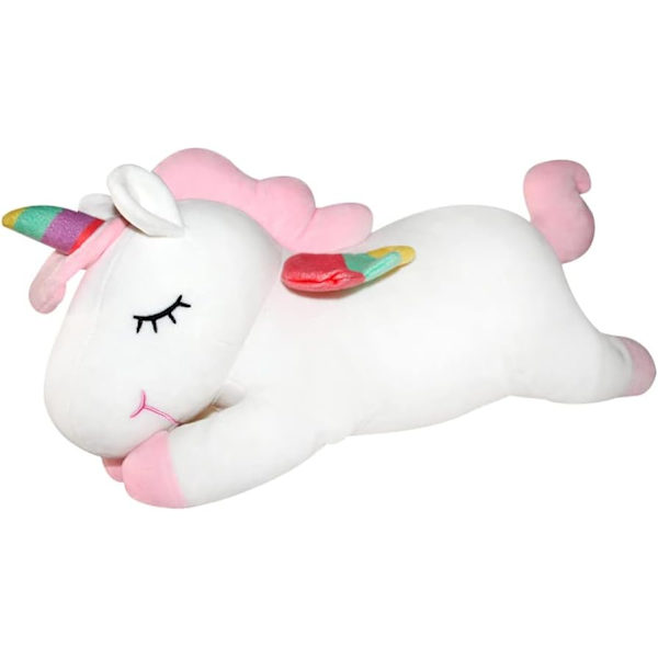 Plys Unicorn Plysdyr Pude Legetøj, 11,8 Tommer Sød Blød Hvid Unicorn Plys Med Regnbue Vinger Gaver Til Piger