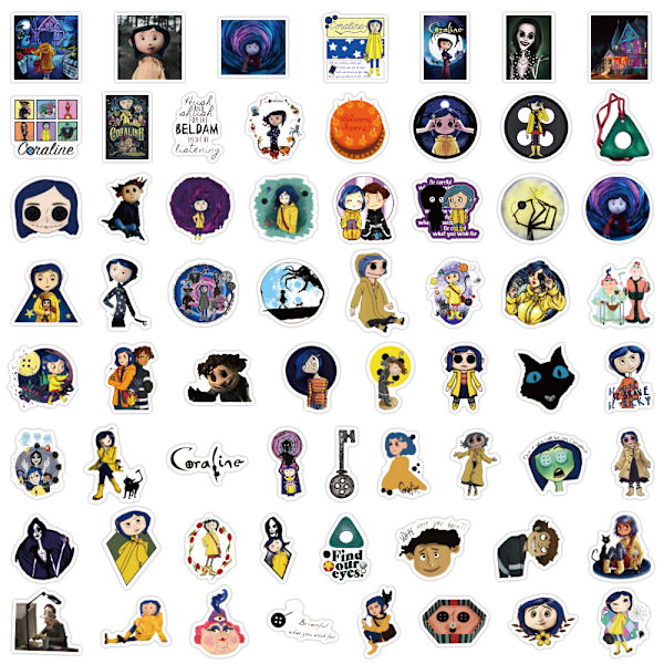 Coraline Vedenpitävät Tarrat (60 kpl) Hydroflask Vedenpullolle Esteettiset Vinyyli Tarrat Kannettavalle Lautakuntoon Matkalaukkuun Teineille Lapsille/Cor
