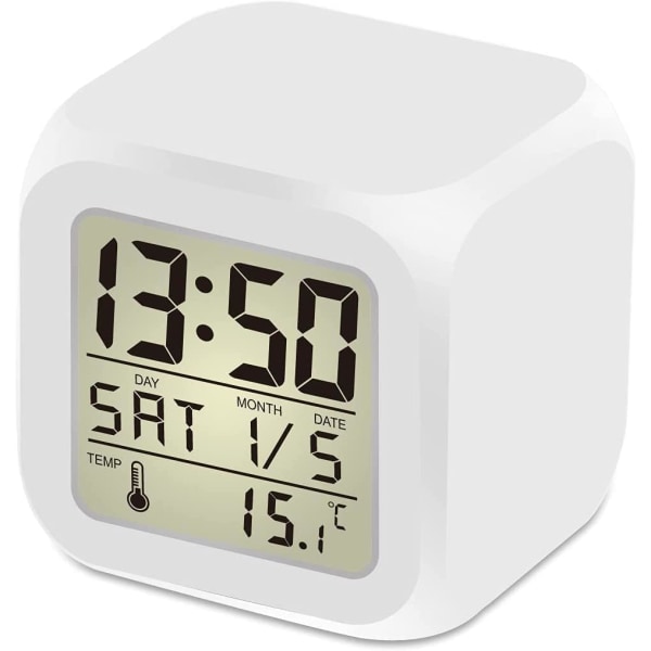 Väckarklocka Nattljus 7 färger LED Digital Väckarklockor Lampa, Digital LED Säng Väckarklocka för barn med kalender