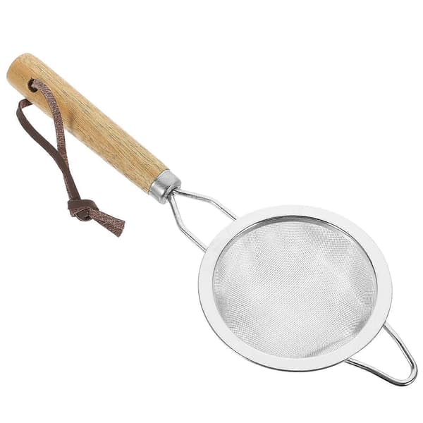 Melmelsikt for baking med sølvramme og trehåndtak