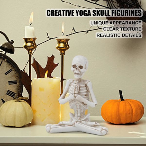 Spooky Spiritual Skull Resin Skulptur - Sjov Halloween Dekoration - Dag for de Dødes Dekoration - Yoga Dekoration til Kontoret