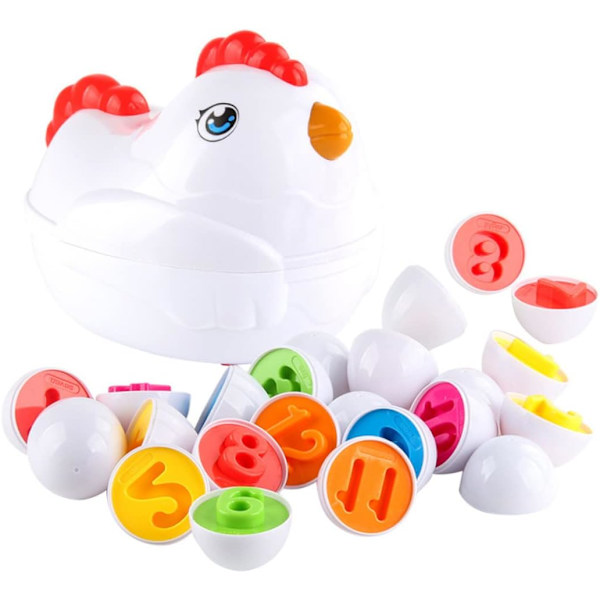 1 Set Kycklingpussel Ägg Plyschleksaker för Barn, Pedagogiska Leksaker Form Kognitiva Ägg Barn Bingo Spel Nummerinlärningsleksaker Ägg, Present till Barn