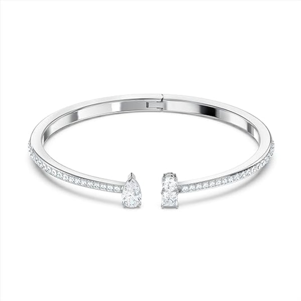 Attract Manchet Armbånd Smykkekollektion, Rhodium Tone Finish, Klare Krystaller