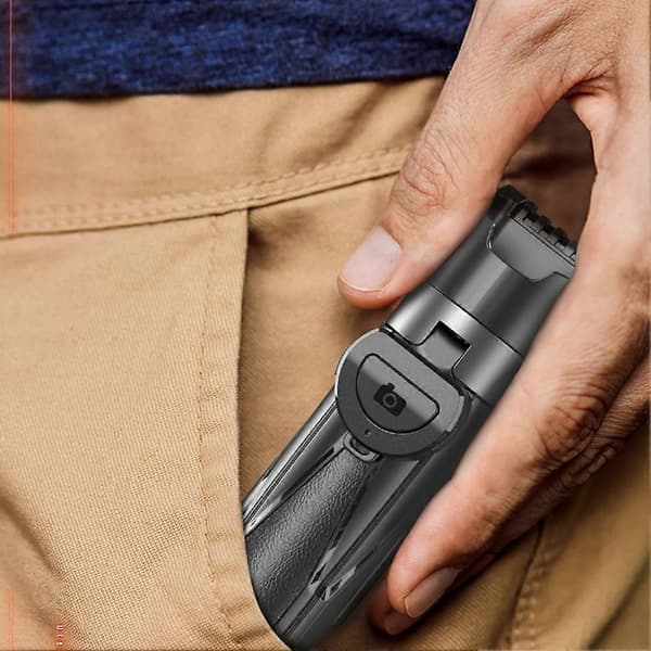 Uppgraderad design Mini Stativ Bluetooth Bärbar Teleskopisk Multifunktionell 360° Rotation Telefon Selfie Stick Vit B