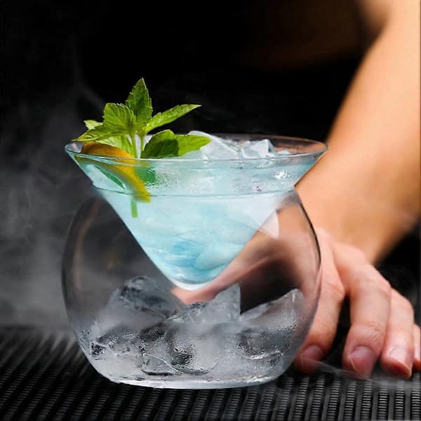 Sessile-lasinen molekyylicocktail-lasi, kolmiopohjainen jääcocktail-lasi, pallococktail-lasi Transparent