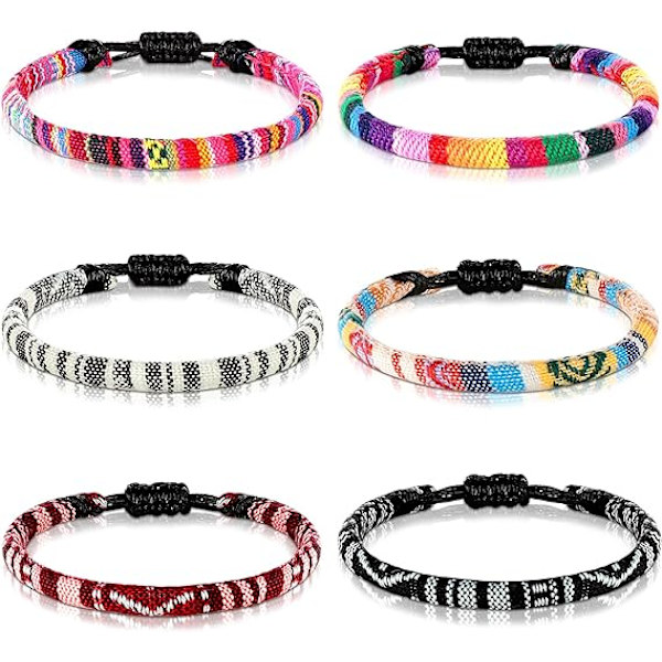 6 kappaletta säädettävä boho-surffari nilkkakoru, ohut köysi, unisex, käsintehty rantakoru, nilkkakoru, boheemi nilkkaketju