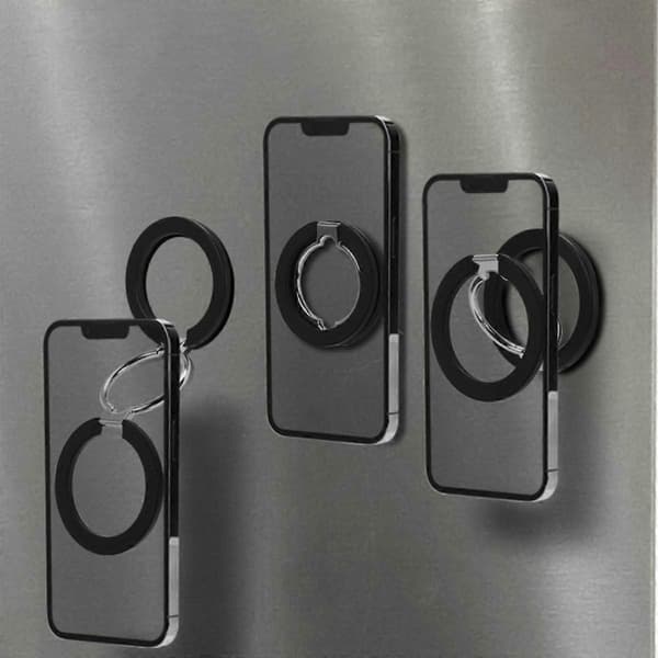 Double-sided Magnetic Phone Stand — Foldable Aluminum Desktop Mount with 360° Rotation and Strong Hold
