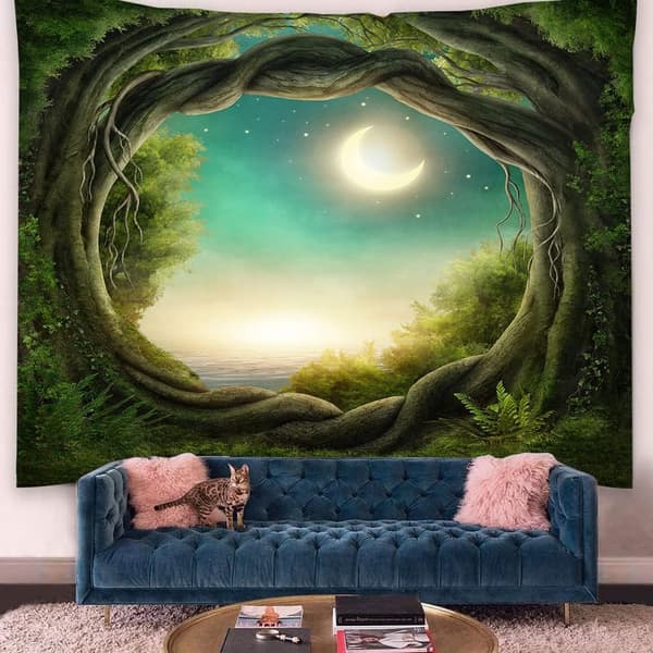 (150x130cm) Skogsteppe Natur Landskapsteppe Tre Grønn