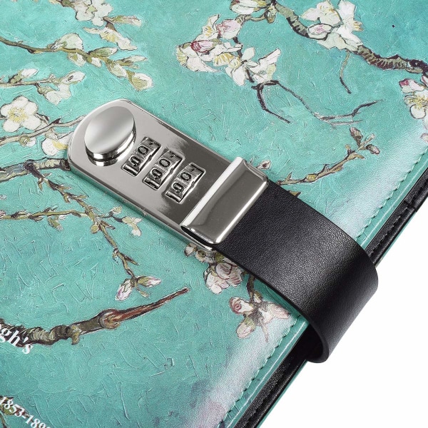 Stjernedagbog med lås, A5 PU læderjournal med kombinationslås Digital kodeord Notebook Kombinationslåsning Journal Dagbog (Stjernedagbog 6)