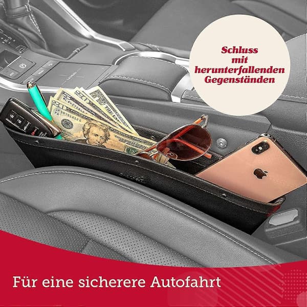 Premium Læder Bilsædefylder Opbevaringsboks til Bilkonsol