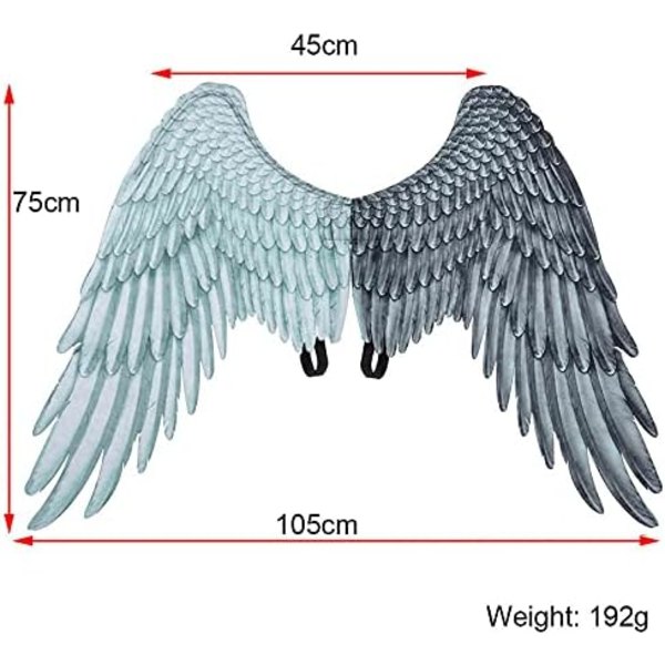 1 pakke 3D engelvinger kostume med elastiske stropper Halloween fest Mardi Gras cosplay tilbehør (farve: hvid og sort)