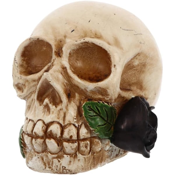 Heminredning LED Day of the Dead Flower Skull Staty Light Halloween Figurine Night Light Resin Skräck Skull Prop