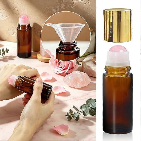 1-5-pack 50 ml bärnstensfärgade glasflaskor för eteriska oljor med kristallkulor, påfyllningsbara parfymbehållare 3pcs