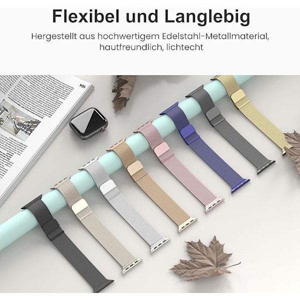 2 Stykker Remme Kompatible med Apple Watch Armbånd, Dobbelt Magnet Justerbar Rustfrit Stål Metal Kompatibel med iWatch Armbånd Se Ultra Series Silver + Rose Pink 38/40/41mm