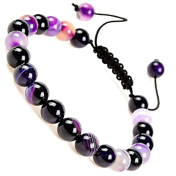 Luonnon parantava voima jalokivi kristallihelmet unisex säädettävät makramee rannekorut 8mm
