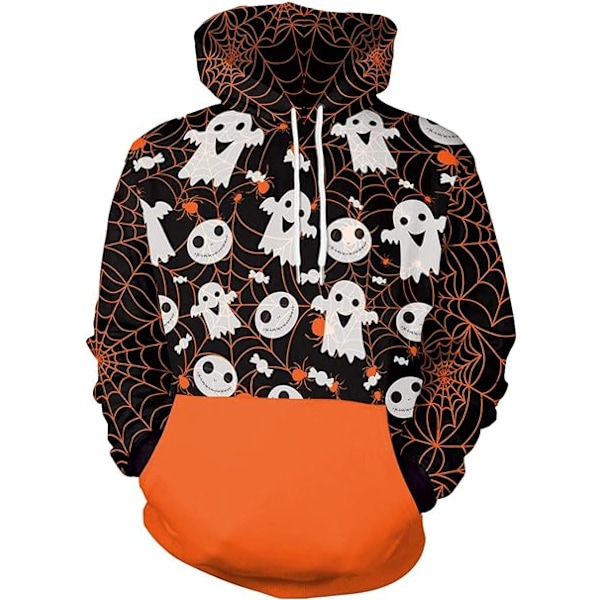 Herre Langærmet Hoodie Halloween Sjov Crew Neck Sweatshirt med Kængurulomme Jul Multicolor 3D Print Jumper Sweater（Størrelse：M） Style02 M