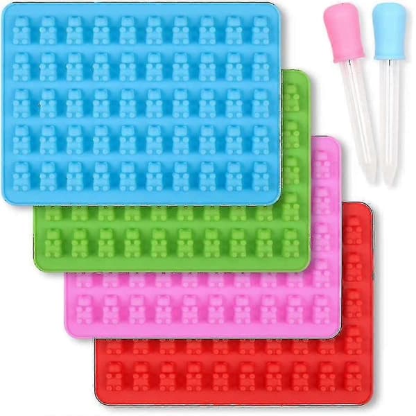 4 kpl silikonisia nallekarkkimuotteja 2 pipetillä