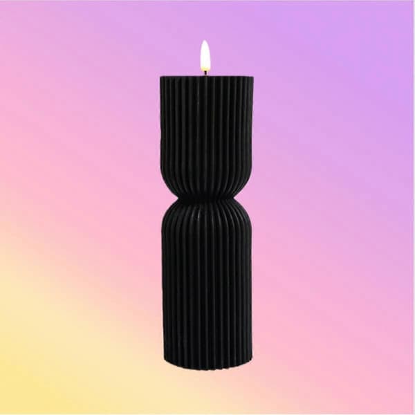 Striped Pillar LED Flameless Candle 7.5 x 23 Battery Operated