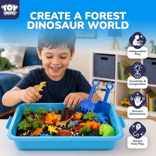 TOY Life Dinosaur Magic Sand Sensorisk Boks, Sandkassesæt, Alder 3-8