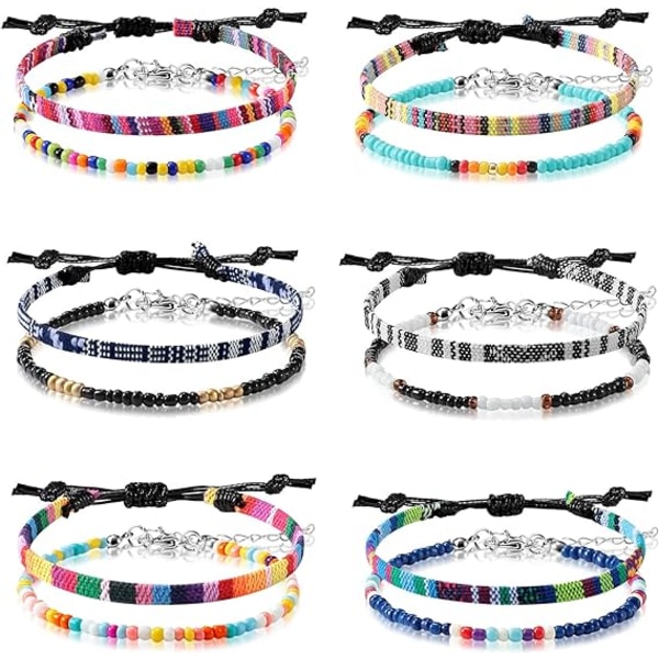 6 stk. Ankelkæde Justerbar Boho Surfer Ankelkæde Tynd Reb Unisex Håndlavet Strand Ankelkæde Ankelkæde Boheme Ankelkæde Kæde