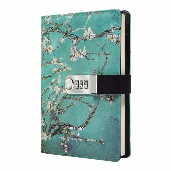Starry Diary med lås, A5 PU-läderjournal med kombinationslås Digitalt lösenord Anteckningsbok Kombinationslåsningsdagbok (Starry 6)