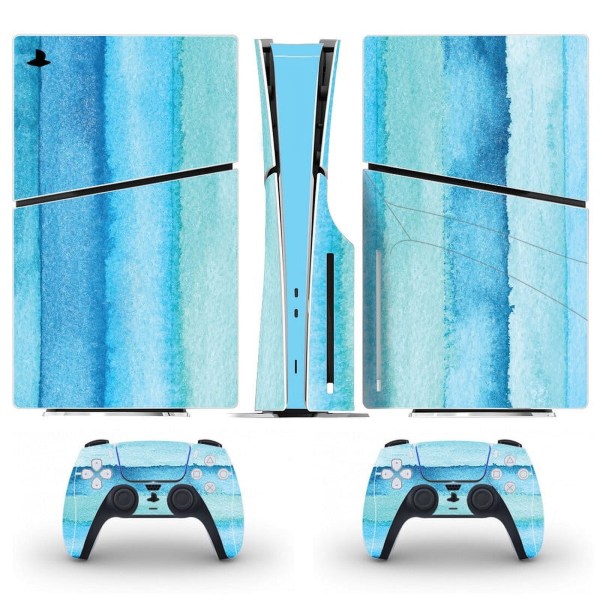 Playstation 5 Slim Ps5 Slim Blå Flere Hud Decal Og Controller Stickers Sæt, Ridsefast (Disk) Style13