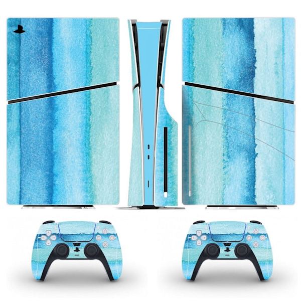 Playstation 5 Slim Ps5 Slim Blå Mer Hudklistremerker Og Kontrollerklistremerker Sett, Riperesistent (Disk) Style13