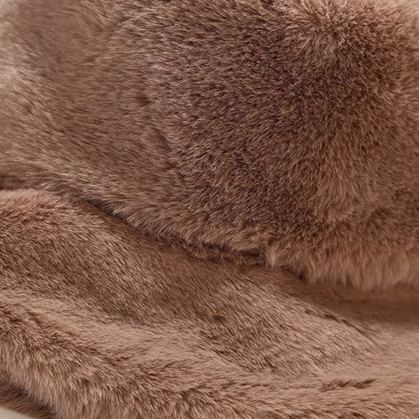 Vinterfalsk pels bøttehatt Fluffy varm hatt for kvinner menn