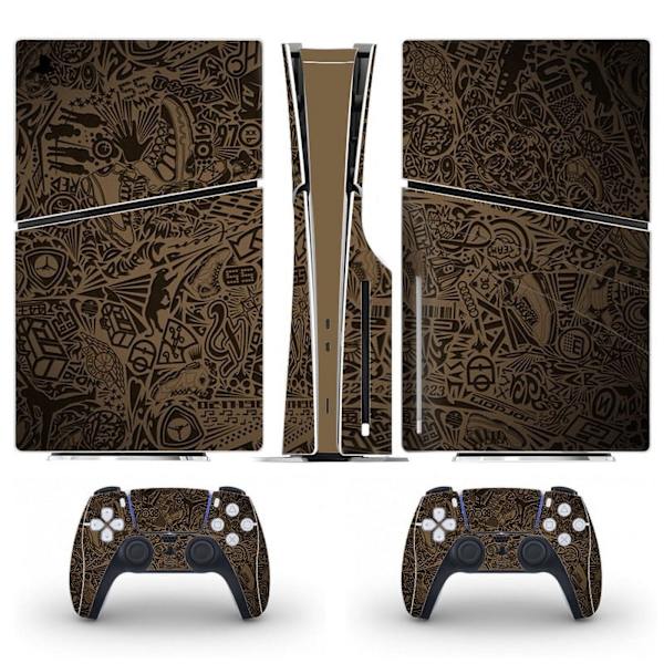 Playstation 5 Slim Ps5 Slim Cool basketball brown tone Skin Decal Og Controller Stickers Set, Riperesistent (Disk) Style10