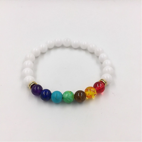 Naturstenarmband 8mm Energi Vulkansten Chakra Färgglatt Sju-färgat Armband - Jade Färgglatt