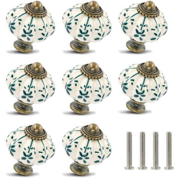 12-pack Ivory Ceramic Knobs - Pumpkin Cabinet Knobs Retro Dresser Knobs - Vintage Drawer Pulls with Screws for Cabinet Drawer Wardrobe