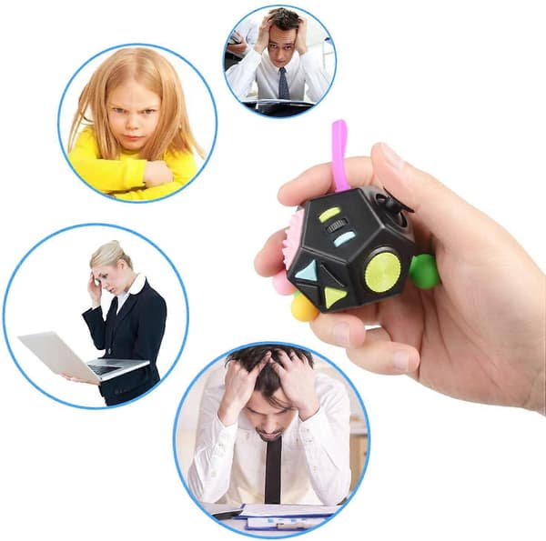 Terning Fidget Legetøj Terning Stressaflastning Fidget Angstlindrende Legetøj 12 Sider Dekompression Sensorisk Fingerlegetøj til Voksne Børn