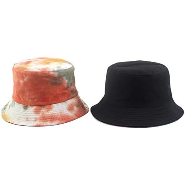 Tie Dye Bucket Hat Vändbar Bomull Multifärgad Fiskarekeps Packable Solhatt