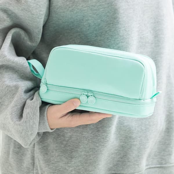 Large Capacity Pencil Case, 4 Compartments, Multi-Compartment Pencil Pouch, Attractive School Supplies Organizer for Adults and Teens (Mint Green)