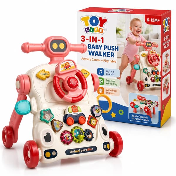 TOY Life 3-in-1 Baby Walker, Activity Table, 6-36 Months