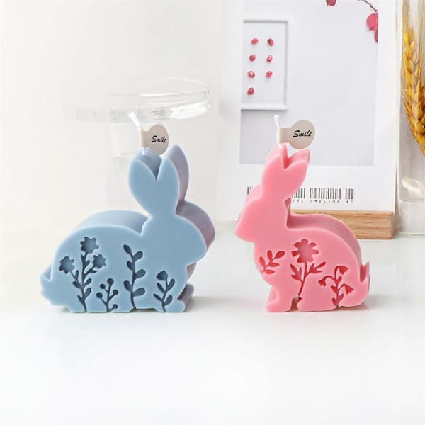 Preget Blomst Kanin Silikonform DIY Vokslysformer Aromaterapi Støpeform Håndlaget Dyretema Ornament