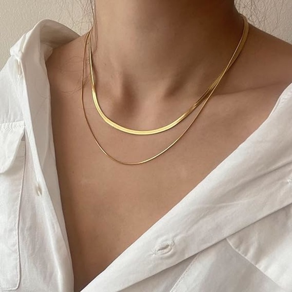 14K kulta/hopeapinnoitettu käärmeketjun kaulakoru, kalanruotoketju, kultaiset choker-kaulakorut naisille, tytöille, lahjat, korut 1,5/3/5 mm (L) 14\"/16\"(P)