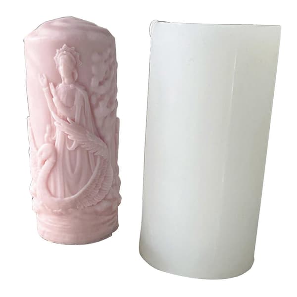 Cylindrisk Aromaterapi Lysform Relief Cylindrisk Lysform 3D Silikoneform Aromaterapi Gipsform
