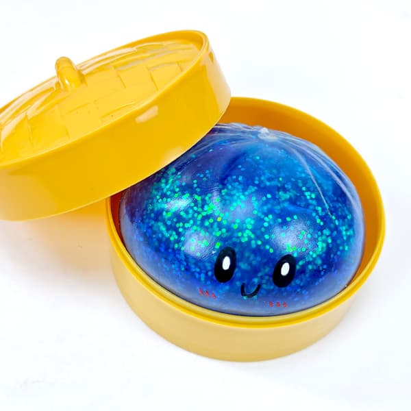 Dumpling Squishies Legetøj 5cm – Glimmer Dumpling, Farverige Dumplings Stressbolde Fidget Sensorisk Legetøj, Klem Dejbold til Stresslindring Blue