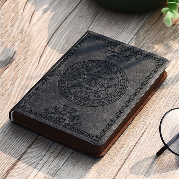 Bärbar vintage mönstrad PU läder anteckningsbok dagbok anteckningsblock brevpapper present resenär journal