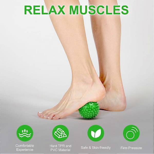 Spikig Massageboll Set, 2-pack Kropp och Fotmassagevals, Hård Jordnötsmassageboll för Plantar Fasciit, Triggerpunktsbehandling, Djupvävnad, Myo 2pcs  Green Upgrade 2 Pcs - Blue