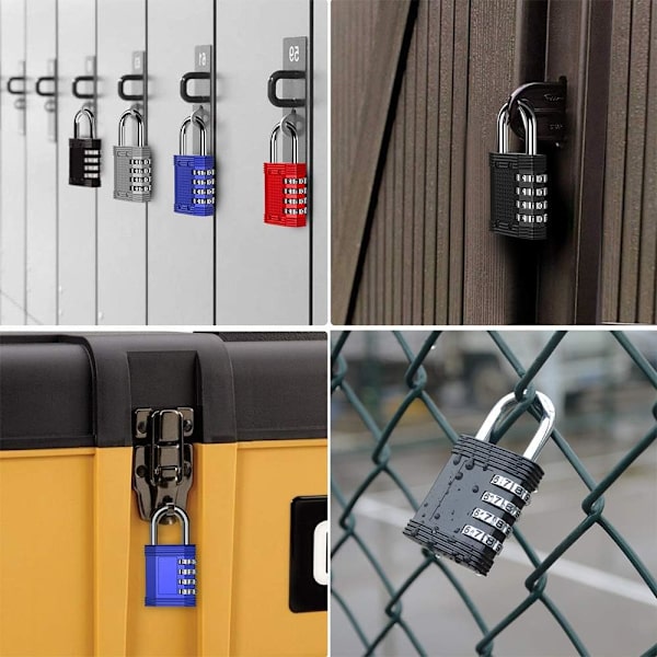 Skåplås med kod, 4-siffrigt vattentätt kombinationslås för gym, skolskåp, staket, verktygslåda, grind (2-pack, svart)