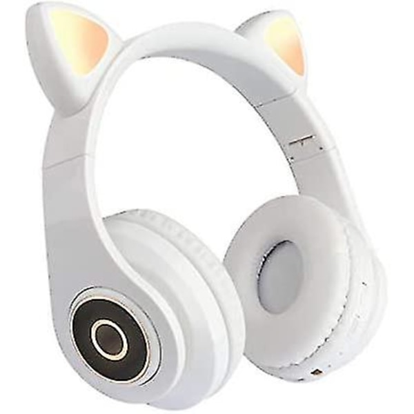 Söta Kattöron Trådlösa Hörlurar Bluetooth 5.4 Över Örat Hörlurar Vita