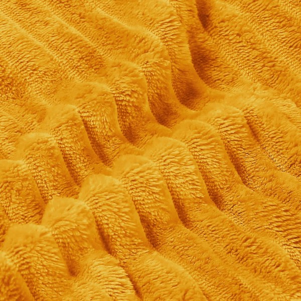 Fleecefilt - 3D Ribbad Jacquard Dekorativ Gul Överkast för Soffa & Säng, Lätt Varm Mysig Mjuk Fuzzy Filtar 50x60 tum