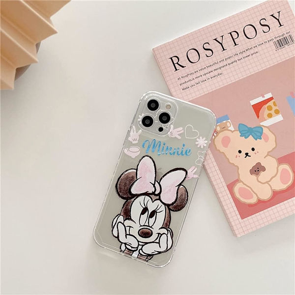 Søt tegneserie trykk myk fleksibel gjennomsiktig lett TPU-deksel for iPhone 13 Pro 6,1 tommer 2021 (Minnie Mouse)